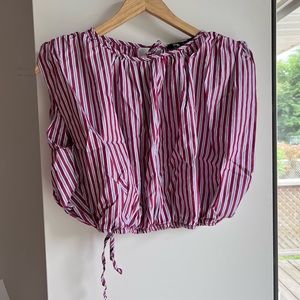 Striped cotton crop top from Zara